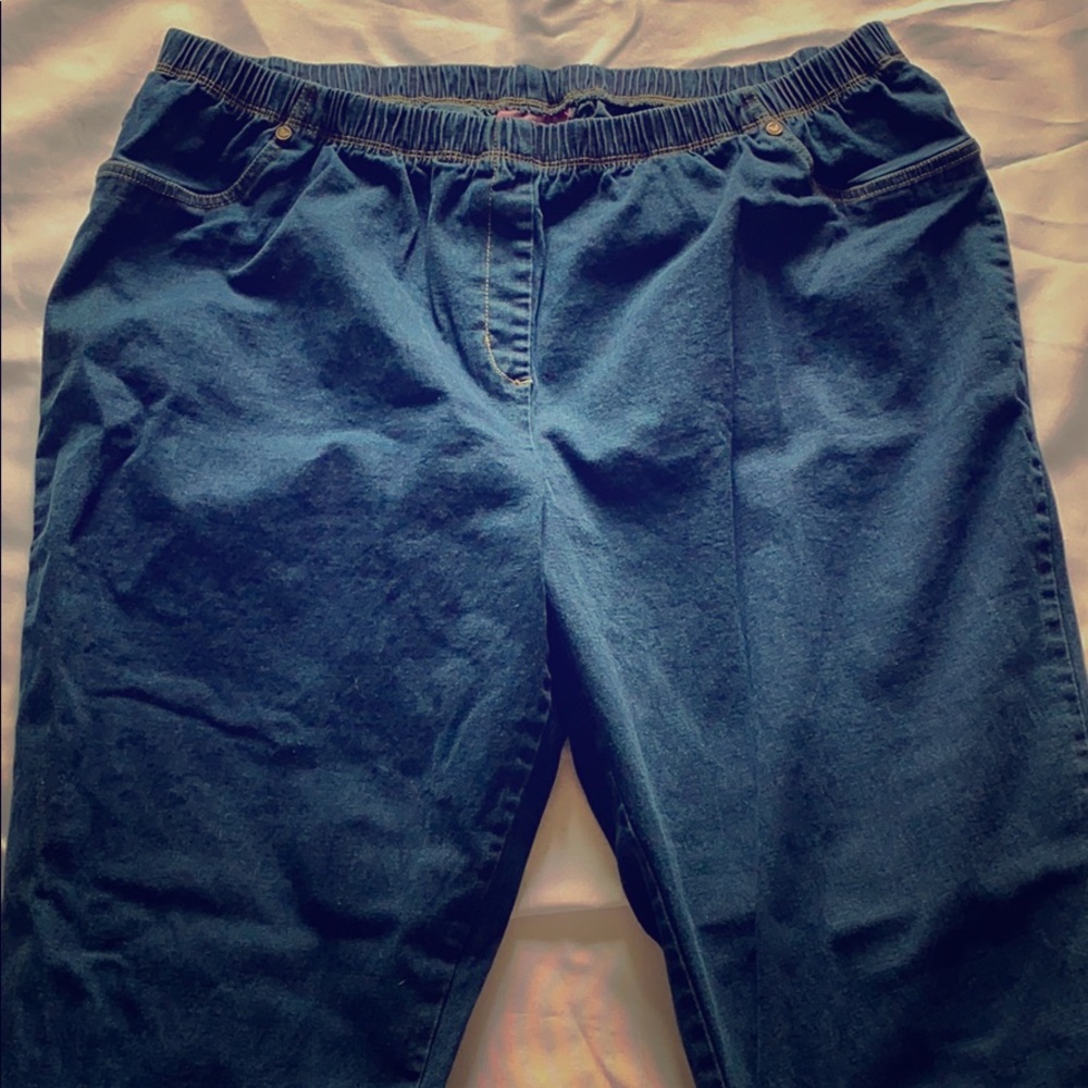 Elastic Waist Pull-on Jeans, plus size
